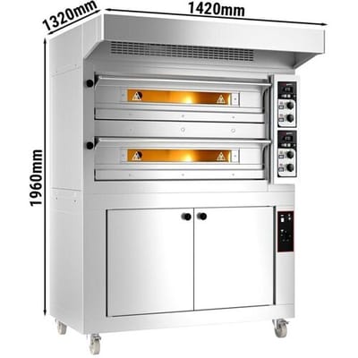 GGM Gastro Elektro Pizzaofen - 6+6x 33cm - Manuell - inkl. Haube & Gärschrank Zilver