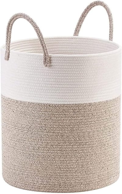 Wasmand Katoen - Wasmanden - Opbergmand 52 ltr - Mand Rond met handvaten - Wasbox Opvouwbaar - Speelgoedmand - 38cm*50cm