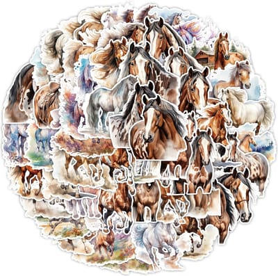 Paarden Stickers Set - 50 Stickers voor Laptop, Muur, Agenda, Journal etc. - 5x6CM - Sticker mix voor de paardenliefhebber