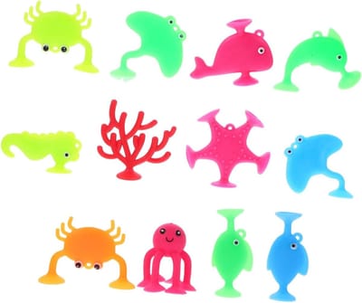 Bad Speeltjes - Zee Dieren - Leuke Badpret - Met Zuignappen - 18 Delig - Diverse Kleuren