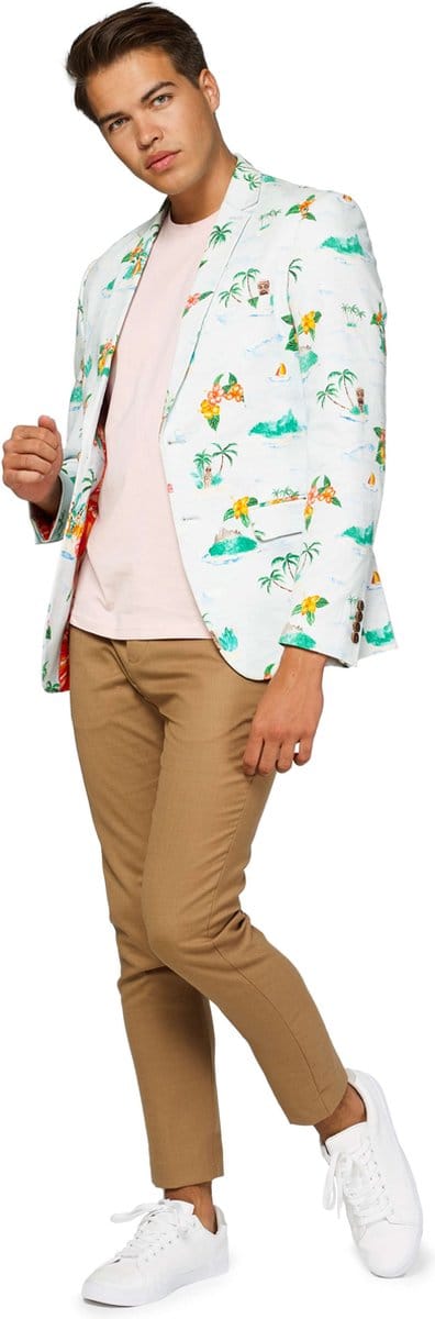 OppoSuits Deluxe Tropical - Hawaiian - Heren Blazer - Carnavalskleding - Zomers - Aloha Blue - Maat EU 56