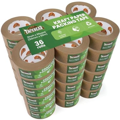 Verpakkingstape 50m x 50mm - 36 Rollen - Gerecycled - Bruin - Milieuvriendelijk Plakband voor Dozen en Verhuizingen