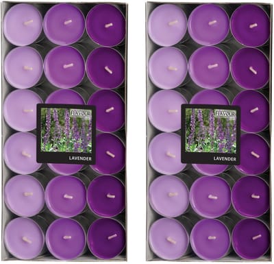Conpax Geur theelichtjes/waxinelichtjes - Mega pack - 72x - Lavender aroma - 4,5 branduren