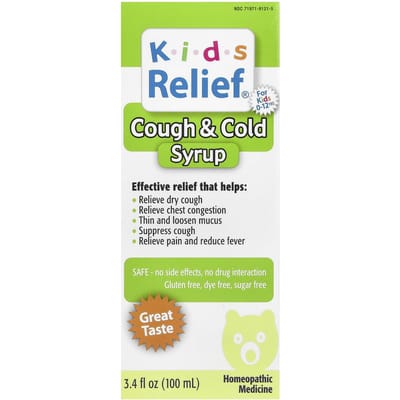 Soulagement Enfant, Sirop Toux & Rhume, Pour Enfants 0-12 Ans, 3,4 fl oz (100 ml)