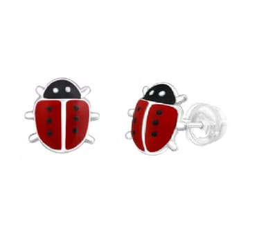 La Rosa Princesa Lieveheersbeestje Oorknoppen Zilver Meisje - Ladybug Oorbellen