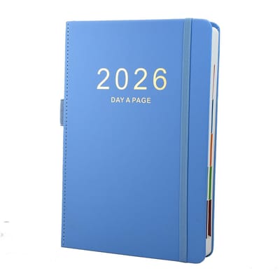 Dailygoods- Dagboek A5 - Dag per pagina - Planner 2026 - Volledige Jaarplanner - Kleurrijke Maandelijkse Tabs - Fijne Binnenzak 15 cm × 21,5 cm