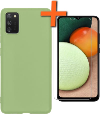 Hoes - Met Screenprotector - Geschikt voor Samsung Galaxy A02s - Sterk & Shockproof - Back Cover - Siliconen Case - Telefoon Hoes - Groen