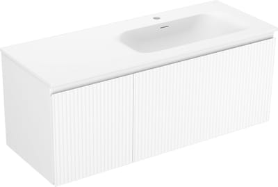 Mexen Rivel badkamerkast 120 cm met wastafel Vela rechts, 1S, 1D, geribbeld, wit mat - 91A23-12047-3-BBFF01-W23P01
