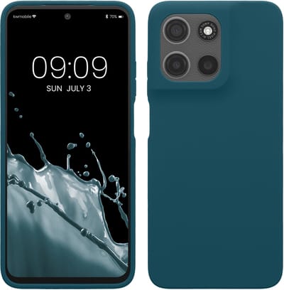 kwmobile telefoonhoesje geschikt voor Motorola Moto G15 - Hoesje met siliconen coating - Smartphone case in petrol