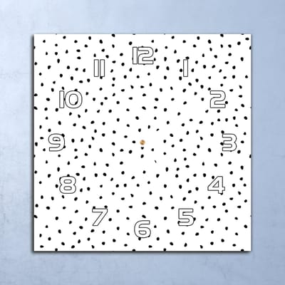 Coloray Wandklok - Kleine puntjes Glazen Klok - 30x30 cm - Marine Wandklok - Wandklok Vierkant - Wandklok Scandinavisch - Wandklokken Woonkamer - Stille Wandklok