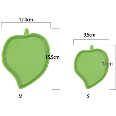 2 PCS Bol Alimentation Eau Reptile Feuille Assiette Plat pour Tortue Serpent Animal Rampant Boire et Manger vert