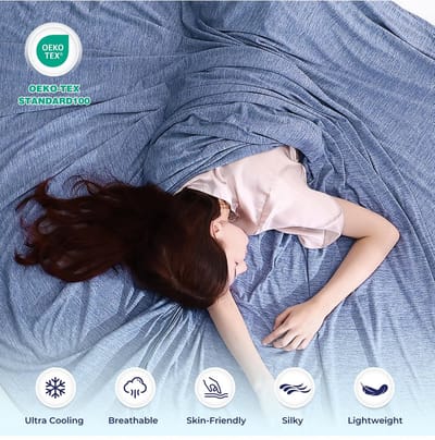Dailygoods- Koeldeken Q-Max 0,5 - Zomerdeken 150 x 200 cm - Dubbelzijdig - Koelende Deken - Katoenen Deken - Slimme Technologie