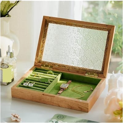 Juwelendoos Glas - Opberger Sieraden - Sieraden Organiseren - Glazen Klep - 1 Stuk - Transparant