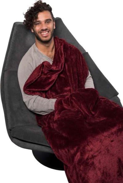 Belieff Fleece Deken XL – Handzak - Geïsoleerde Voetenzak - Dikke Deken - Grote Deken - Fleece Plaid – Warmtedeken – Bovendeken - Rood