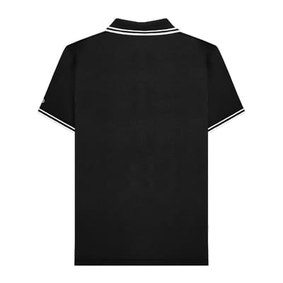 Lambretta Heren SS25 Tweekleurig Gestipt Groot & Lang Poloshirt (Zwart, Wit)