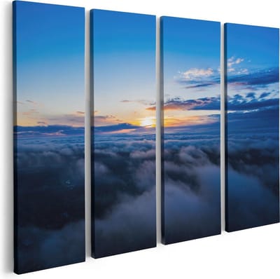 Artaza Canvas Schilderij Vierluik Zonsondergang In De Wolken  - 80x60 - Foto Op Canvas - Canvas Print