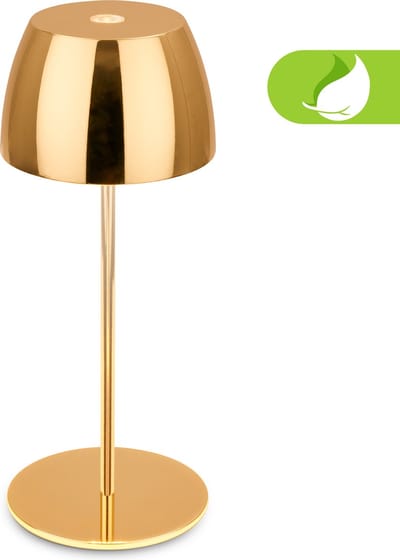 Briloner Serina Mini - Snoerloze LED tafellamp IP44 - 7503017 - Dimbaar - Touch - Spatwaterdicht - Snoerloos - Verwisselbare batterij en lichtbron - Ø8 x 20 cm - Goudkleurig