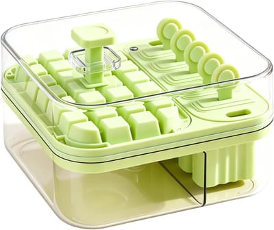 IJsbakjes met deksel - Ijsmachine bak IJsblokjesvorm - IJsblokjes maken - Drukknop Easy Release