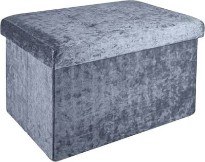 Opvouwbare Zitkubus met Opbergruimte 49x30x30cm - Fluweelgrijze Kruk voor Minimalistische Interieurs