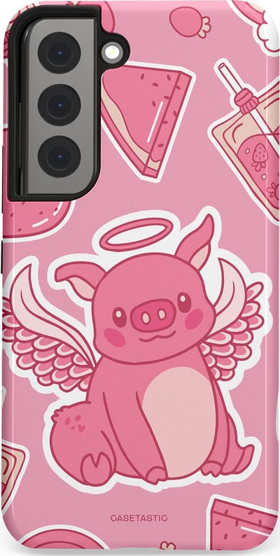 Casetastic Hoesje Geschikt voor Samsung S22 - Stijlvolle Beschermende Duo-layer Case - Varken vleugels