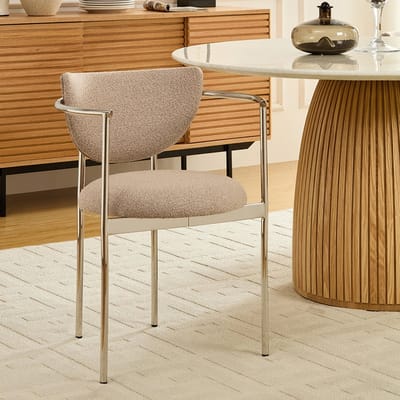 BLACKCOLORS Lunar eetkamerstoel – Licht kaki met gepolijst roestvrijstalen frame