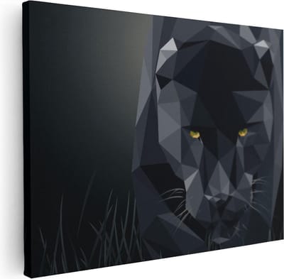 Artaza Canvas Schilderij Panter - 80x60 cm - Wanddecoratie Geometrisch - Muurdecoratie Dierenkop - Schilderijen Op Canvas