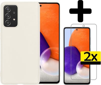 Hoesje - Met 2x Screenprotector - Geschikt voor Samsung Galaxy A72 - Sterk & Shockproof - Back Cover - Siliconen Case - Telefoon Hoes - Telefoonhoesjes - Wit
