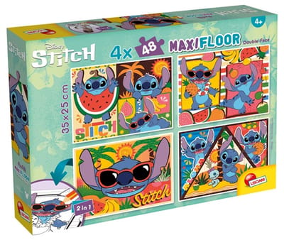 Lisciani - Stitch - Double face - Puzzel Maxifloor - 4 x 48 stukjes
