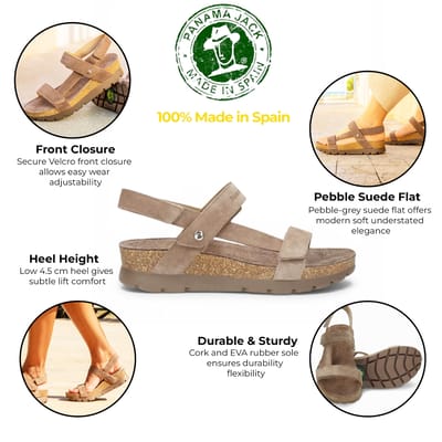 Panama Jack Selma B18 Piedra Stone Sandalen Taupe suède Dames - Taupe - 39