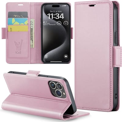 Hoesje geschikt voor iPhone 15 Pro - HyperCase Book Cover Kunstleer Rose