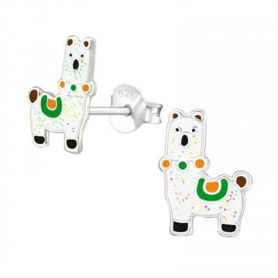 Zilveren oorbellen - glitter alpaca - kinderoorbellen zilver