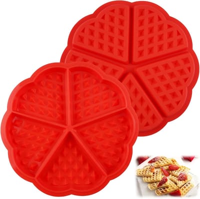 Herbruikbare siliconen wafelvormen in hartvorm voor airfryer - 2 stuks, niet-plakkerige bakvormen voor muffins en desserts