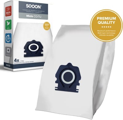 SQOON® Stofzuigerzak geschikt voor Miele S1, M1 en L1 Guard Series - 4 stuks - Gelijk aan model: CO / TU - High Filtration - + 1x uitblaasfilter
