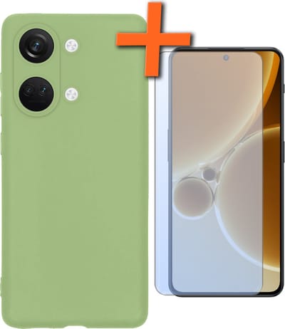 Hoes - Met Screenprotector - Geschikt voor OnePlus Nord 3 - Sterk & Shockproof - Back Cover - Siliconen Case - Telefoon Hoes - Groen