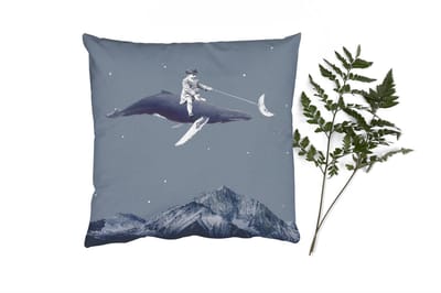Sierkussens - Kussentjes Woonkamer - 40x40 cm - Ruimte - Jongen - Maan - Walvis