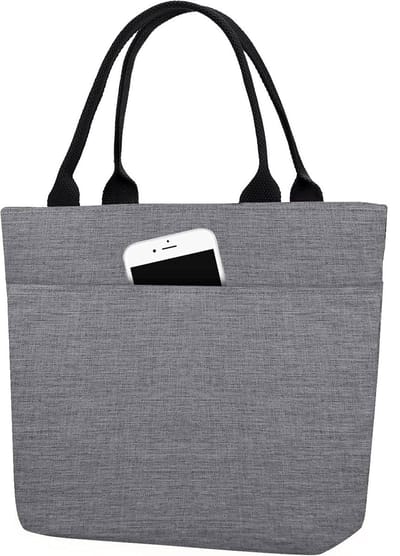 Famanu - Kleine geïsoleerde lunchtas voor werk of school, opvouwbaar en waterdicht – Grijs