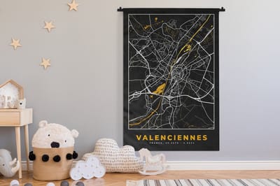 Wandkleed - Wanddoek - Stadskaart – Plattegrond – Valenciennes - Kaart – Frankrijk - 120x180 cm - Wandtapijt