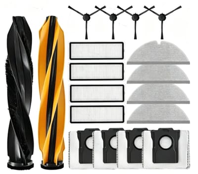 18-delige accessoireset voor de Dreame D20 Pro , D20 Pro Plus robotstofzuiger - inclusief 1 paar hoofdborstel, 4 zijborstels, 4 filters, 4 doeken, 4 stofzakken