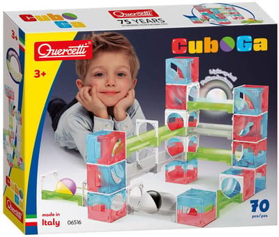 Quercetti knikkerbaan Cuboga - 70-delig bouwspeelgoed voor kinderen.