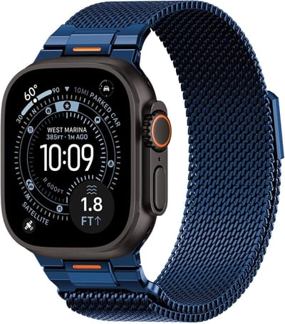 Geschikt voor Apple Watch Ultra 3/2 / Apple Watch Series 11/10/9/8/7/6/5/4/3/SE3/SE2 - 49/46/45/44/42 mm - Milanese Magnetisch Vervangende Bandje - Middernachtblauw