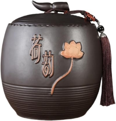 Losse thee-opslagcontainer Pot Keramiek Kleine verzegelde pot Retro Chinese theeset Enkele pot Geschenkdoosset Koffiedikopslag(C)