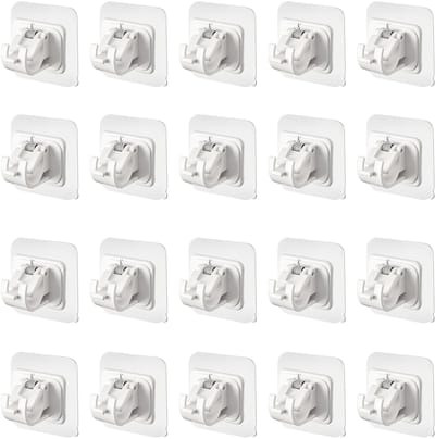 Dailygoods- Gordijnroede - 20 Stuks - Zelfklevende Klemdragers - Gordijnstanghouder - Hoogwaardig ABS-Materiaal - Voor Stangen tot 2,2 cm - Gordijnhouder