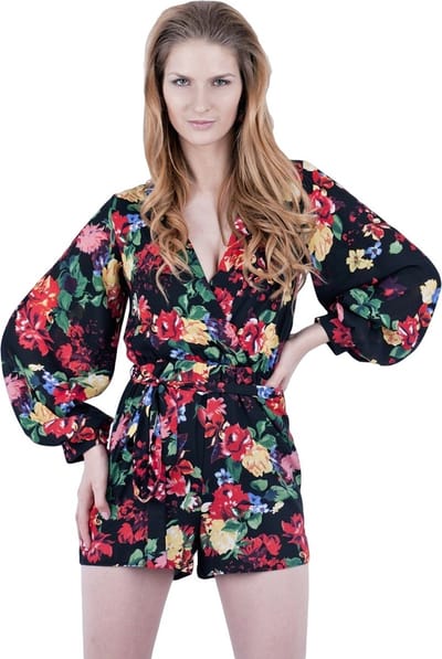 John Zack Zwarte mini jumpsuit met bloemen