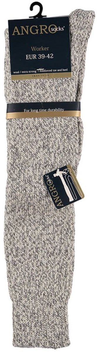Angro - 2-Pack - Stevige Noorse Kniekousen - Merino Wol - Meraklon - Heren / Dames - grijs - 42-45 - 125008000