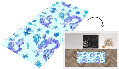 Keukenloper - Loper keuken - Patronen - Vis - Zeemeermin - Mermaid - 120x50 cm - Keukenloper vinyl