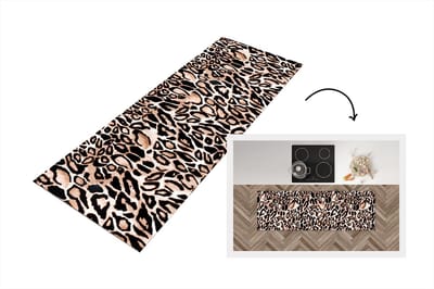 Keukenloper - Loper keuken - Panterprint - Zwart - Bruin - Vlekken - 150x50 cm - Keukenloper vinyl