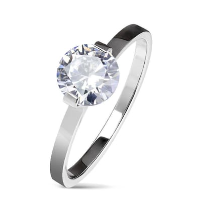 Ring Dames - Ringen Dames - Ringen Vrouwen - Zilverkleurig - Zilveren Kleur - Ring - Verleidelijk Steentje - Solitaire