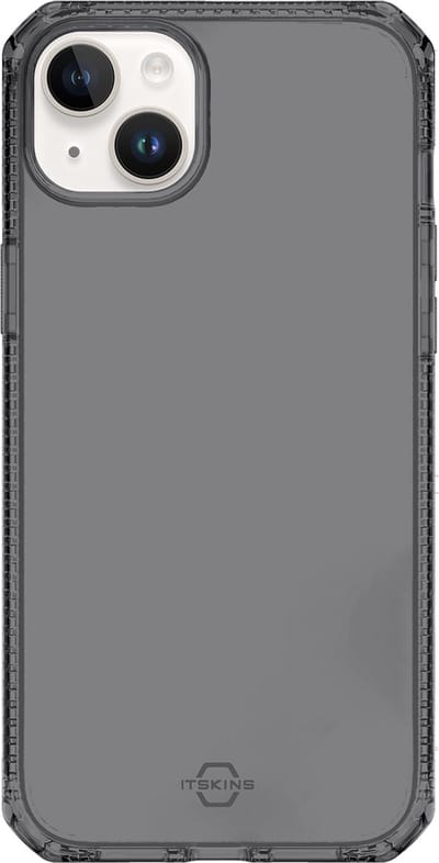 ITSkins Hoesje geschikt voor Apple iPhone 14/15 Telefoonhoesje Flexibel TPU | ITSkins SpectrumClear-R Backcover Shockproof | Schokbestendig iPhone 14/15 Telefoonhoesje | Anti Shock Proof - Smoke | Zwart