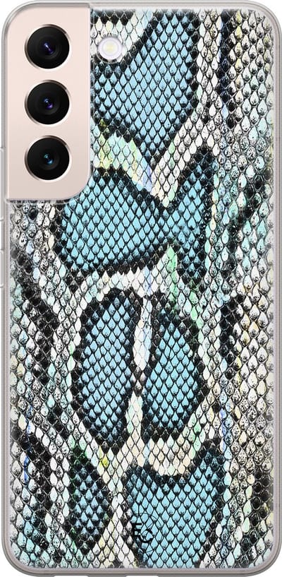 Hoesje geschikt voor Samsung Galaxy S22+ - Slangenprint - Soft Case - TPU - Slangenprint - Blauw - ELLECHIQ