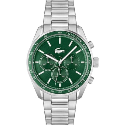 Lacoste LC2011346 BOSTON Heren Horloge - Chronograaf - Mineraalglas - Staal - Zilverkleurig - 42 mm breed - Quartz - Vouw/Vlindersluiting